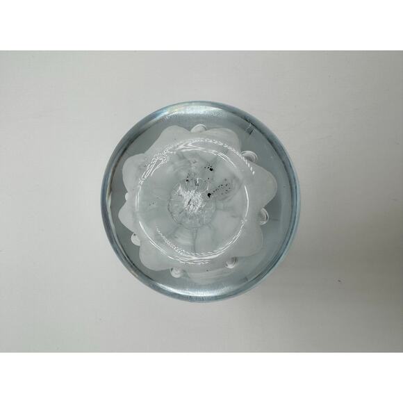 Vintage Clear Glass Paperweight Floral Design – Bubble Art Decoration 3” - Picture 3 of 4